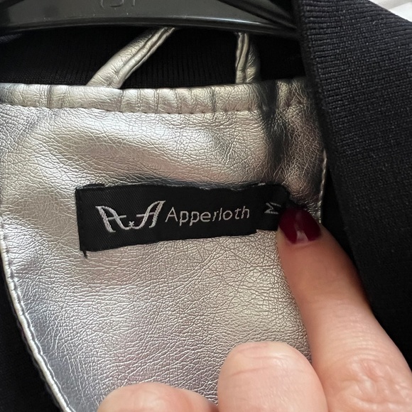 Apperloth A Zip Up PU Leather Bomber Jacket - Picture 3 of 3